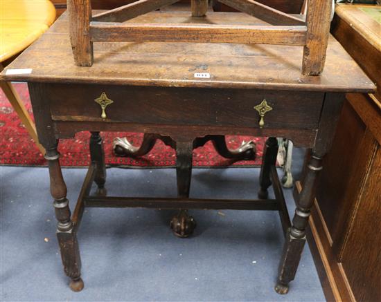 A mid 18th century oak side table W.79cm